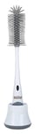 Nuby Baby Bottle Cleaning Brush. 2 in 1 Bottle and Teat Cleaning Brush with Hygiene Stand, White