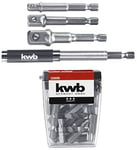 kwb Jeu d'embouts 23 pièces, y compris adaptateur de douille et porte-embouts 80 mm/extensible à 118 mm pour visseuse sans fil, adaptateur de clé à douille carrée