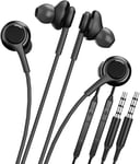 Lot de 2 écouteurs intra-auriculaires 3,5 mm avec microphone - Câble pour téléphone portable - Compatible avec Samsung Galaxy A52 Pixel Tablet PC Headset S10-ej