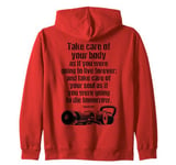 Motivational Gym Quote Care For Body & Soul Fitness Training Zip Hoodie