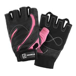 TAVIALO Gants Fitness Femmes pour Musculation, Taille M (16-19 cm), Couleurs Rose, Noir, Dos en Cuir, Gym Crossfit Bodybuilding Vélo Sport. Paume en Cuir, Dos Respirant