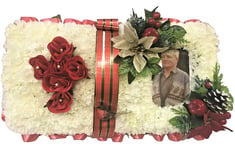 Christmas Open Book Bible Tribute Artificial Silk Funeral Flower Memorial Photo