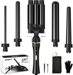 Hair  Curler  5  in  1  Curling  Wand  Set  with  3  Barrel  Hair  Waver  and  4