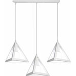 Axhup - Suspension Luminaire Industrielle 3 Lumières en Barre Plafonnier Lustre Cage Triangulaire Métal Blanc