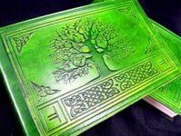 A5 Handmade Leather Journal Sketchbook - Druid OAK TREE - Wicca Book of Shadows