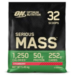 Optimum Nutrition Serious Mass Protein Powder with Creatine, Glutamine, 25 Vitamins and Minerals, Strawberry Flavour, 16 Servings, 5.45KG