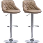 Woltu - Tabouret de bar en similicuir lot de 2 avec repose-pieds, hauteur réglable, 35x38x(84-106)cm