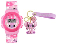 Disney Lilo & Stitch Angel Pink Digital Watch Keyring Set