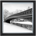 Central Park Bridge II' Framed Photograph in Grey/Black FTST355 56x56cm Two Tone Lyon Frame Finished with liquid art resin