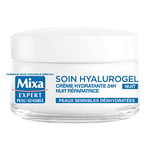 Mixa Expert Peau Sensible - Hyalurogel Nuit - Crème-Masque Hydratante - Sommeil Réparateur - 50 ml - Lot de 1