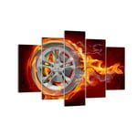 Impression sur Toile 150x100cm Tableaux Image Photo Wheel Flames Rim Decoration