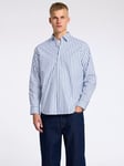 SELECTED HOMME Organic Cotton Regular Fit Stripe Shirt, Sky Captain