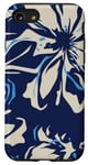 Coque pour iPhone SE (2020) / 7 / 8 Bleu marine audacieux avec motif floral crème