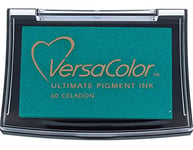 Tsukineko VersaColor Ink Stamping-Green, Celadon-Large-Water-Based, Opaque, Archival, Waterproof-Embossing, pad Size: 7,6 x 4,7 cm