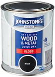 Johnstone's - Quick Dry Gloss - Black - Gloss Finish - Water Based - Interior Wood & Metal - Radiator Paint - Low Odour - Dry in 1-2 Hours - 8m2 Coverage per Litre - 0.75 L