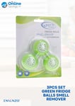 GREEN FRIDGE BALLS SMELL REMOVER ODOUR FOOD SMELL 3PCS SET REFRIGERATOR NEW