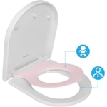 Abattant wc Familial Forme d avec Siège Enfant Rose Magnétique Frein de Chute Charnière Réglable pour Adultes et Enfants Démontage Rapide - Todot