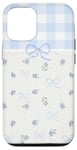 Coque pour iPhone 12/12 Pro Coquette florale avec nœud bleu clair