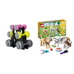 Body Sculpture BW108T Smart Dumbbell Tower | Grey/Pink/Green, 1.5KG, 3KG & 5KG Sets Included & LEGO 31137 Creator 3 in 1 Adorable Dogs Set with Dachshund, Pug