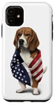 Coque pour iPhone 11 Beagle Dog Patriot Wrap dans le drapeau des USA American Spirit