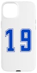 Coque pour iPhone 15 Plus Bleu Numéro 19 Équipe Junior Sports Uniforme Numéroté