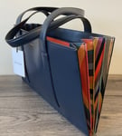 PAUL SMITH NAVY BLUE SWIRL STRIPE CONCERTINA TOTE BAG RETAIL €940 BNWT