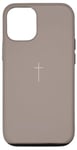 Coque pour iPhone 12/12 Pro Simple Cross Christian Earthy Boho Minimaliste Beige Taupe