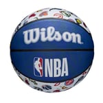 Wilson Ballon de Basket, NBA ALL TEAM, Pour Terrains extérieurs, caoutchouc, Taille : 7, Rouge/blanc/bleu