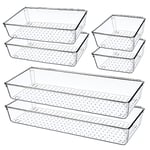 Lot de 6 Organisateur Tiroir Salle de Bain, Grande Taille 38cm, Boite Rangement Plastique Tiroir Cuisine Transparent, Rangement Coiffeuse Tiroirs pour Maquillage, Couverts, Bureau Organiseur de Tiroir