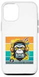 Coque pour iPhone 12/12 Pro Singe casque musique cassette vintage urbain coloré