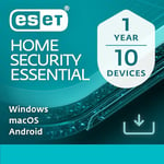 ESET HOME Security Essential | 10 Devices | 1 Year | Antivirus, Safe Banking & Browsing, Network Inspector, Webcam Protection included | Windows, MacOs & Android | Official UK Activation Code by email