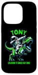 Coque pour iPhone 14 Pro Tony Crushin' It Since Day One Astronaute Dinosaure Cartoon