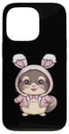 Coque pour iPhone 13 Pro Chinchila kawaii avec tenue de lapin