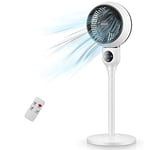 HOHAOO Ventilateur sur pied 82 cm | 3 vitesses | Fonction oscillation 90° 120° | Télécommande | Minuterie | Haute circulation de l'air et très silencieux pour les appartements, les bureaux et les