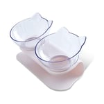 Gamelle double pour chat avec support en plastique blanc