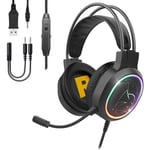 EMPIRE GAMING – 2024 Nouveau- Icarus S17 Casque Gamer RGB - pour PS5, PS4, Xbox One/Series, PC, Mac, Smartphones, Tablettes - Télécommande - Son Stéréo Haute Définition - Microphone Flexible - Noir