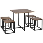 Compact 5pc Kitchen Dining Set Wood Bar Table Chair Home Space Saving