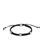 Fossil Bracelet pour homme, bracelet en acier inoxydable et cuir avec fermeture coulissante