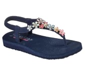 Skechers Womens Meditation Glass Daisy Sling Back Sandals, Navy Mitobuck Rhinestone Trim, 5 UK