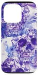 Coque pour iPhone 13 Pro Aquarelle violette ethnique horreur bleu feu flamme crâne