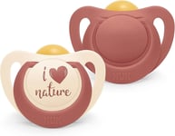 NUK for Nature Baby Dummy | 0-6 Months | Sustainable Rubber Soothers 2 Count