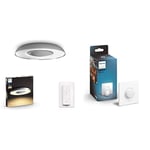 Philips Hue Still White Ambience Smart Ceiling Light LED with Bluetooth [Silver] + Dimmer Switch + Smart Button. Works with Alexa, Google Assistant and Apple Homekit.