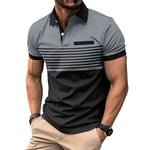 Polo Homme De Sport À Rayures Golf Tennis Manche Courte Fit Grande Vêtements Masculin Wx3