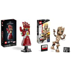 LEGO 76223 Marvel Nano Gauntlet, Iron Man Model with Infinity Stones & 76217 Marvel I am Groot Buildable Toy, Guardians of the Galaxy 2 Set, Collectable Baby Groot Model Figure, Gift Idea