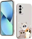 WOKEZ Coque pour Samsung Galaxy A54 5G avec Chat Motif, Ultra Mince Antichoc Silicone Liquide Cover pour Samsung A54 5G, Silicone Housse de Protection Intégrale Case-Blanc01