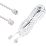 Cable Téléphonique RJ11 Cable Modulaire Cable Western RJ11-RJ11 Prise Cable Plat Prise Téléphonique Modem Routeur Fax ISDN DSL VDSL Internet Blanche?10m?LO-Ron