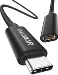 Câble D'Extension Usb C Mâle Vers Femelle Charge Et Synchronisation Pour Station D'Accueil M2 Mac Book Pro M1 Max Chargeur Sans Fil Dell Xps Surface Book Samsung Note 20 Galaxy S23 Noir 1M