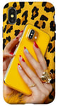 Coque pour iPhone X/XS Coque de téléphone rétro jaune et rouge imprimé animal