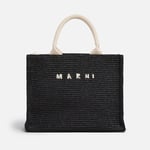 Marni Logo-Embroidered Raffia Tote Bag