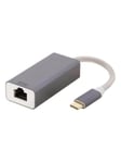 Deltaco USB-C Network Adapter Gigabit 1x RJ45 1x USB-C Male Aluminum Space Grey